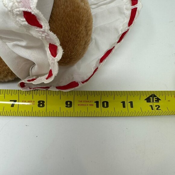 Vintage 1st Christmas Teddy Bear By Dakin 1983 White Red Dress Bonnet Babys - Picture 11 of 12